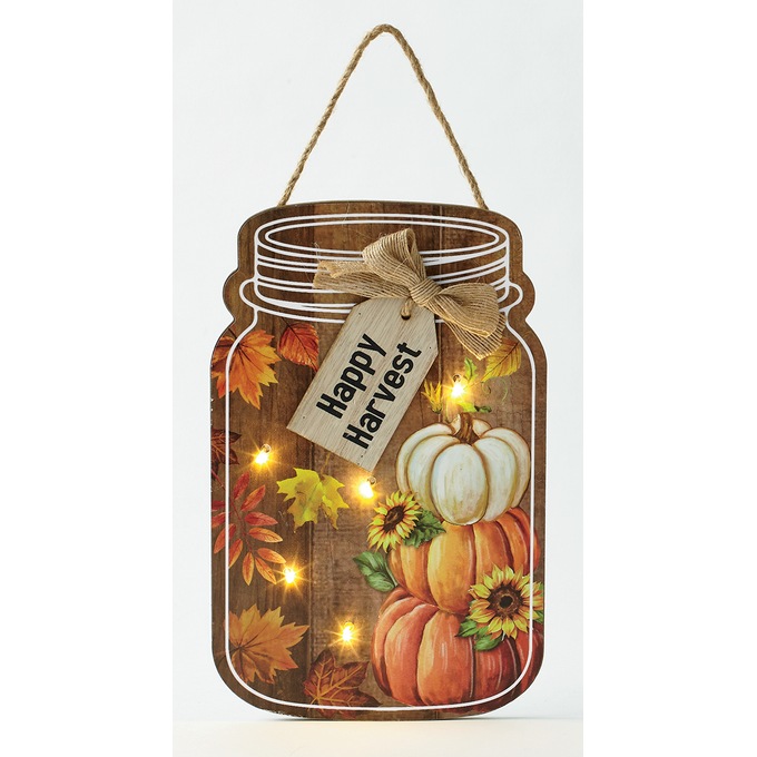 Lit Fall Jar Wall Sign, , large