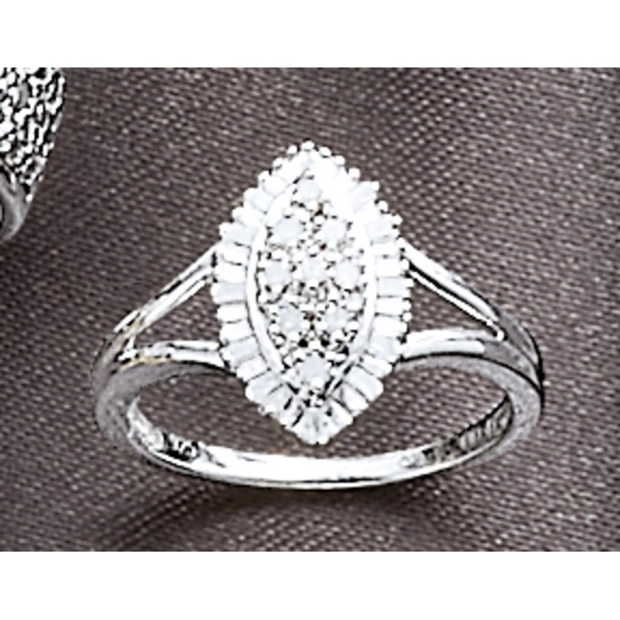 Diamond Marquise Cluster Ring, , large