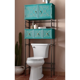 Embossed Floral Over-the-Toilet Bathroom Space Saver, , large