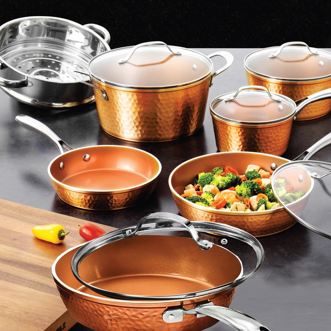 Gotham Steel 10-Piece Hammered Cookware Set, , large