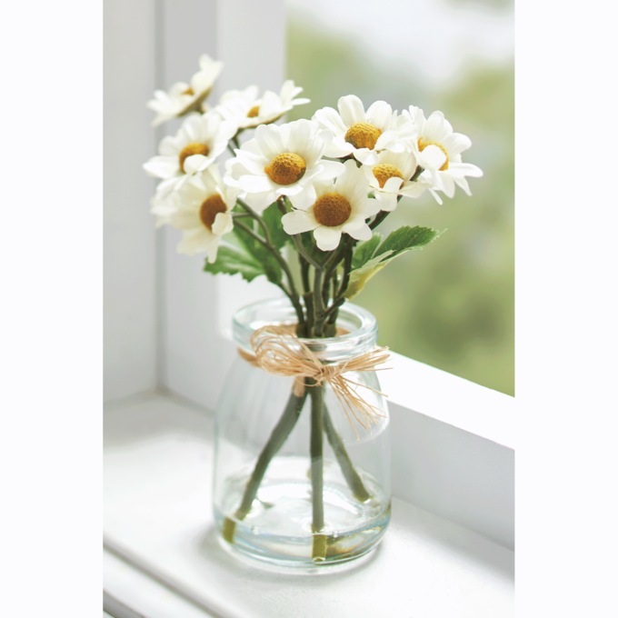 White Daisies in Glass Vase, , large