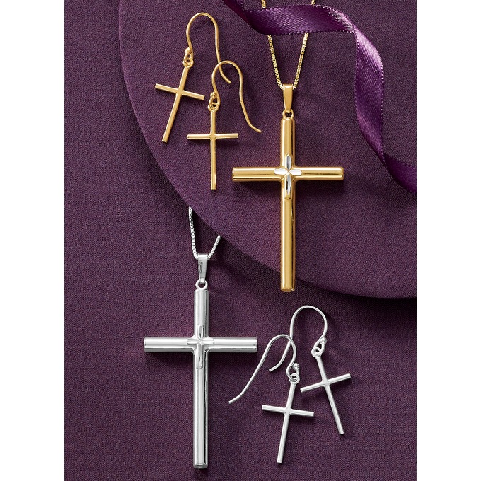 Cross Pendant and Earring Set, , large