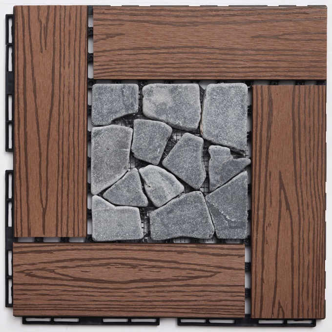 Set of 8 Outdoor Wood Patio Tiles, , large