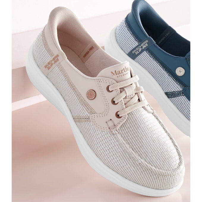 Skechers Women's Martha Stewart Slip-Ins Flex Radiant Boat Shoe, Natural, large