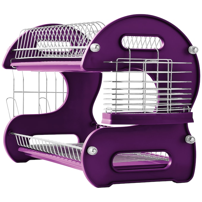 Space-Saving 2-Tier Dish Drying Rack with Utensil Holder, , large