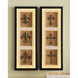 Set of 2 Lit Traditional Cross Wall Art, , large