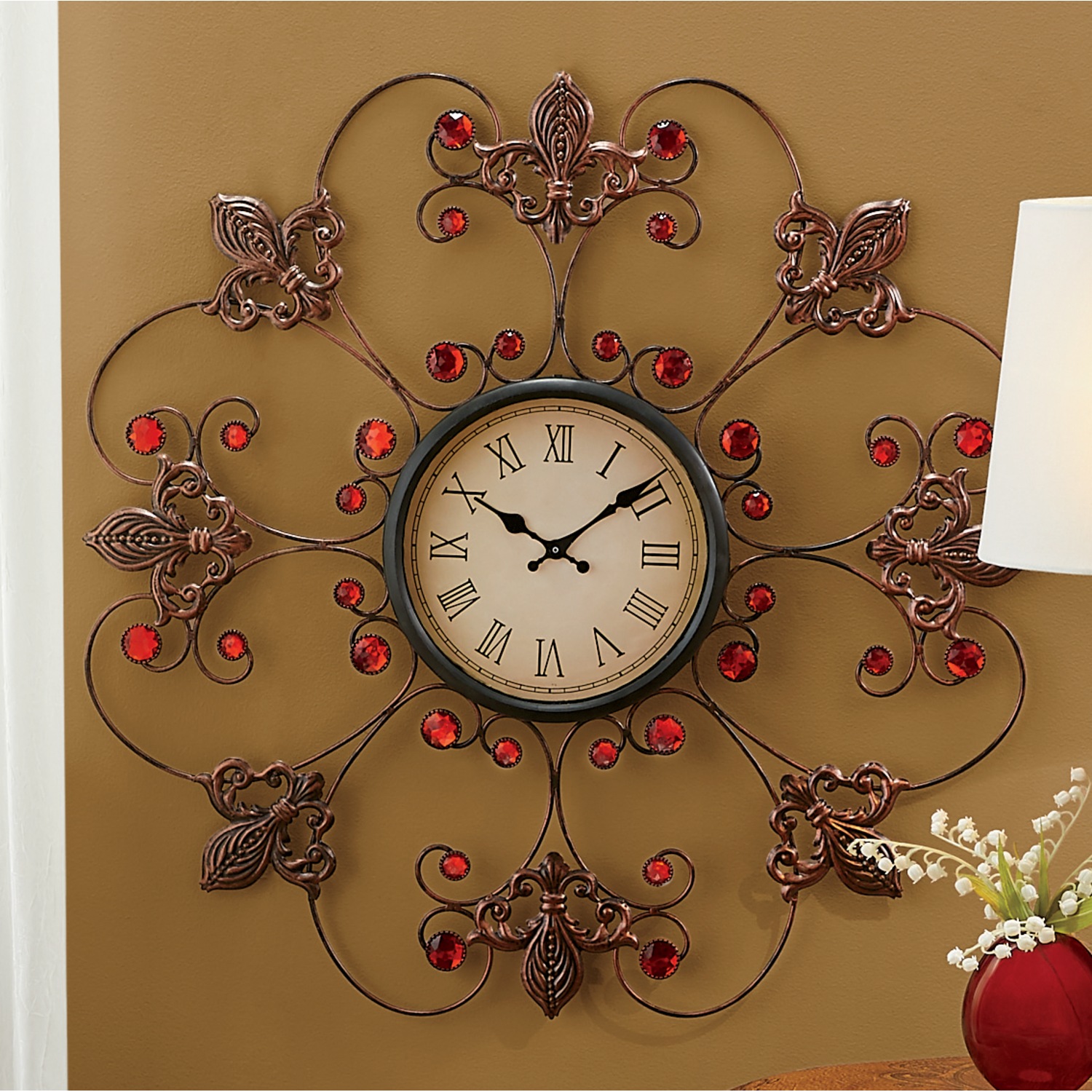 Jeweled Fleur De Lis Wall Clock Montgomery Ward