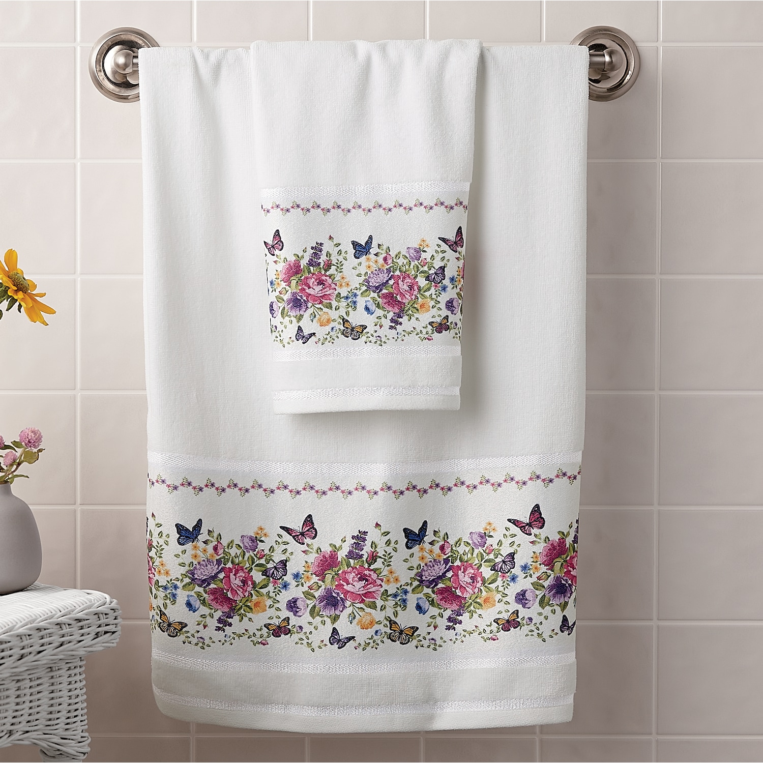 2Piece Butterfly Floral Bath Towel Set Montgomery Ward