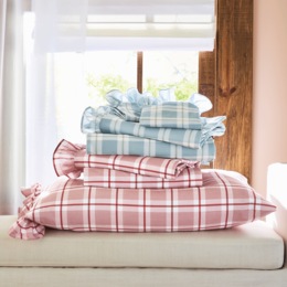 Spring Plaid Ruffled Cotton Sheet Set, , large