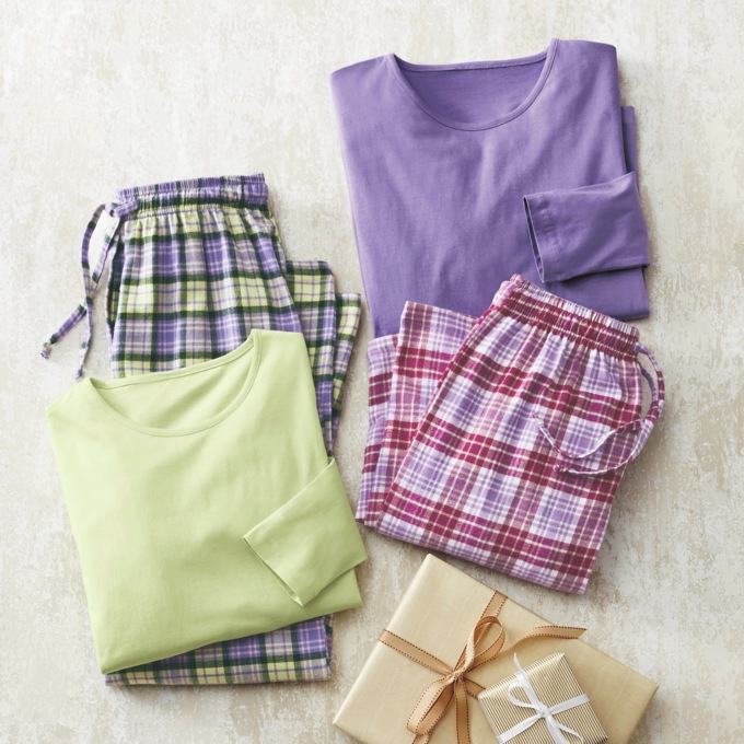 Plaid 4-Piece PJ Set, , large