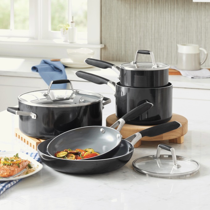 Calphalon Ceramic Nonstick 8-Piece Cookware Set, , large