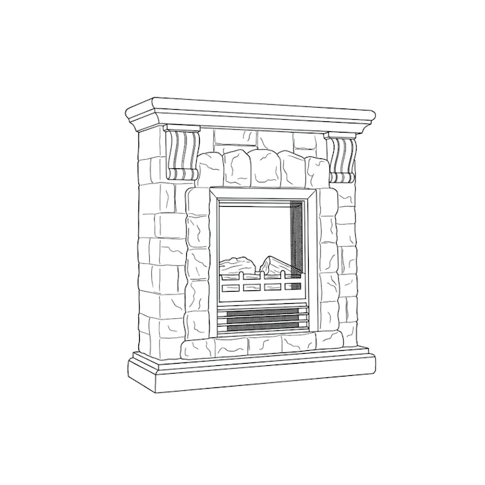 Faux-Stone Electric Fireplace, Rustic, , large