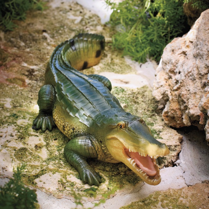 Crocodile Large Lawn D&eacute;cor, Olive Green, large