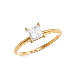 14K Gold Moissanite Solitaire Ring, , large