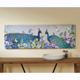 Lit Peacock Wall Art, , large