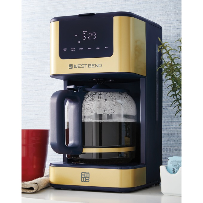 West Bend 12-Cup Touchscreen Coffee Maker, Slate Blue, large
