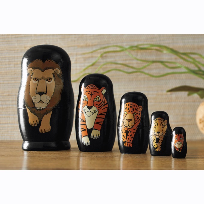 5-Piece Global Cat Nesting Dolls, Multi, large