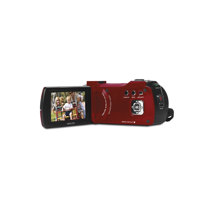 Minolta 1080p Full HD Night Vision Camcorder, Red, large