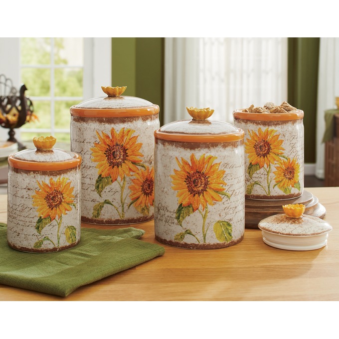 Scripted Sunflower Kitchen Stoneware Montgomery Ward