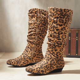 Amanda D&#39;laurie Leopard Scrunch Boot, , large