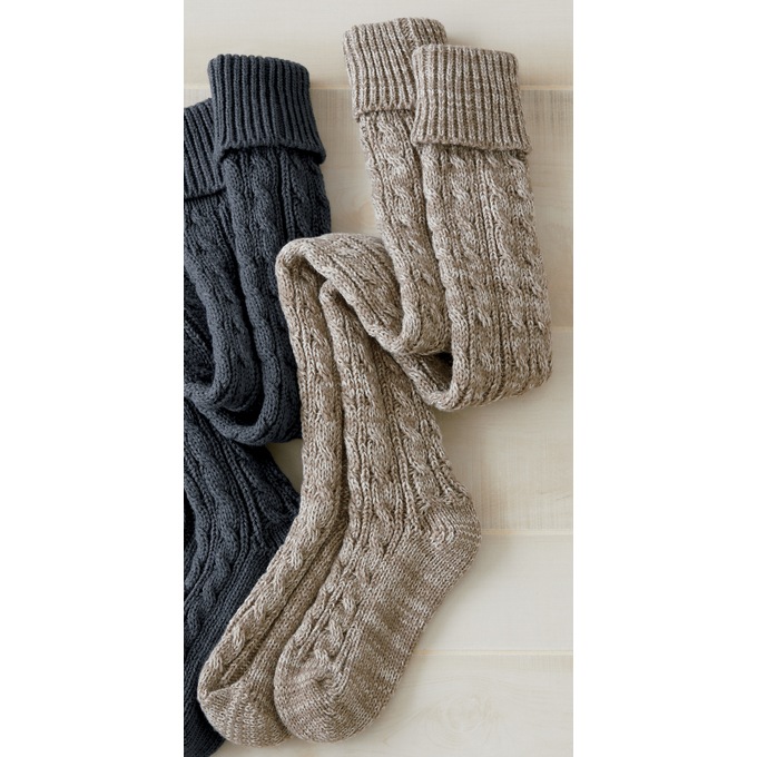Over-The-Knee Cable-Knit Sock, , large