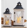 Set of 2 Distressed Wooden Lanterns, , large