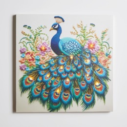 Lit Royal Peacock Wall Art, , large