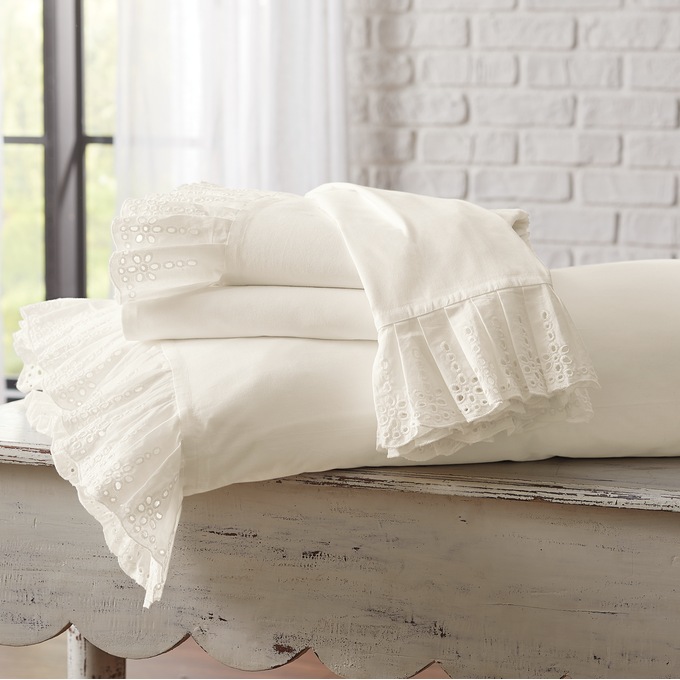 Eyelet Cotton Sheet Set Montgomery Ward