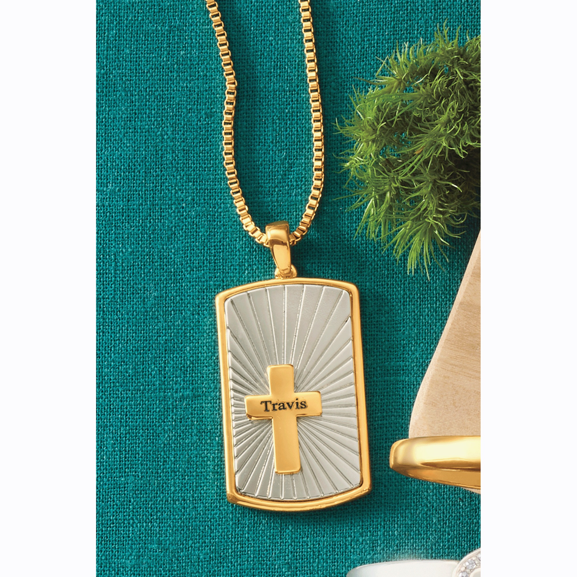 Men's Personalized Name Dog Tag/Cross Pendant, , large