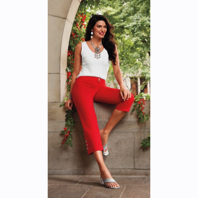 Mariah Button-Leg Capri, , large
