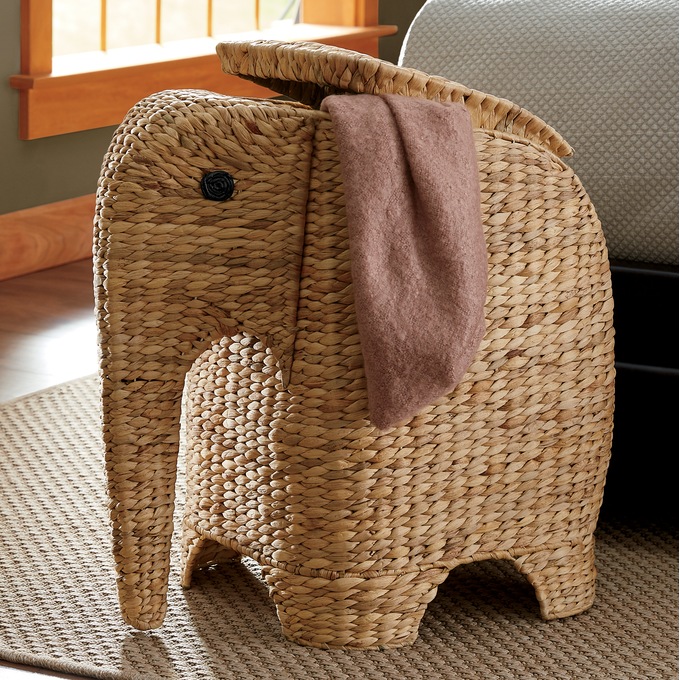 Elephant Woven Hamper, , large