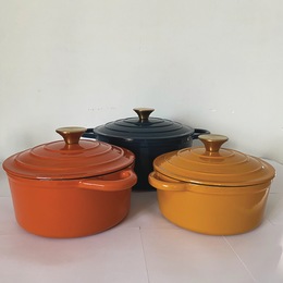 Set of 3 Cast Iron Dutch Ovens with Lids, , large