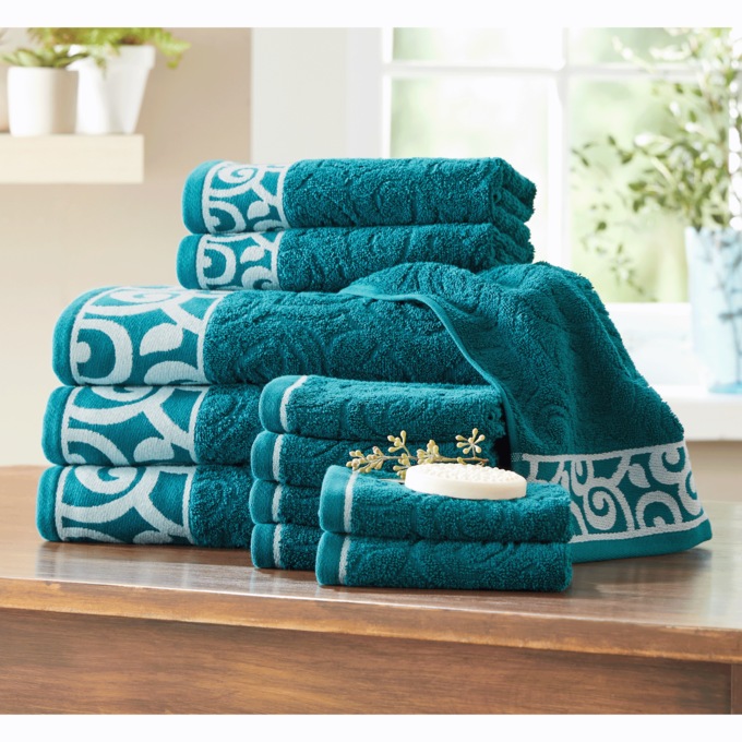12-Piece Serene Scroll Towel Set, , large