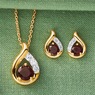 Gemstone Teardrop Pendant & Earring Set, , large