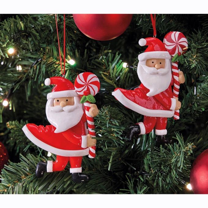 Set of 2 Santa Ornaments, , large