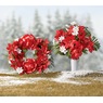 Red Poinsettia Memorial Floral Wreath and Vase, , large