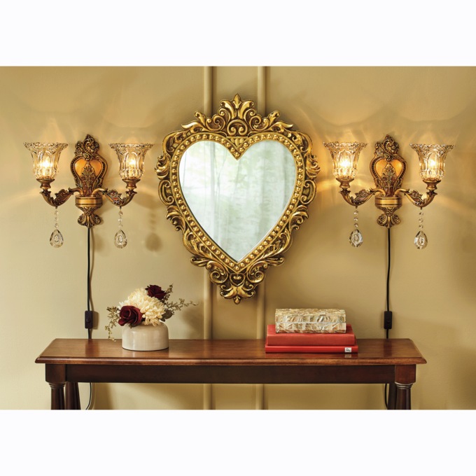 Golden Victorian Ornate Heart Mirror, , large