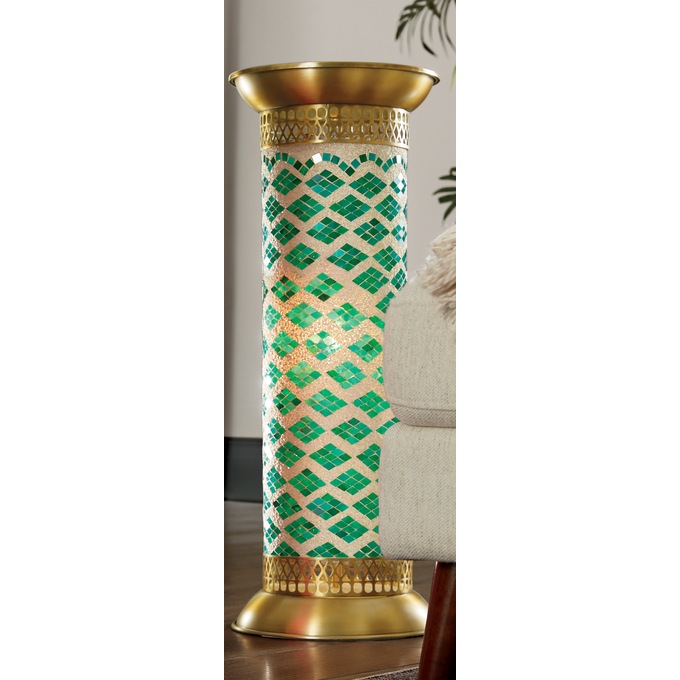 Mosaic Lit Pedestal Table, , large