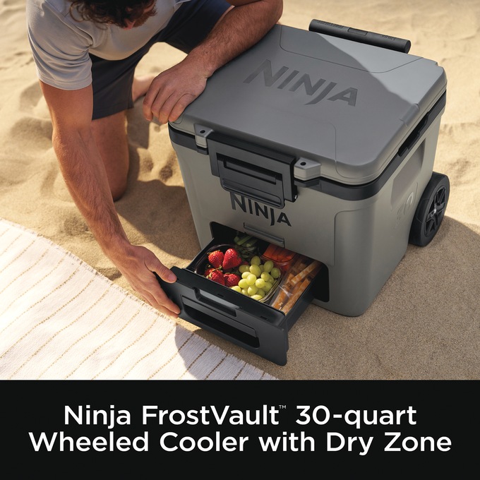 Ninja FrostVault 30-Quart Wheeled Cooler with Dry Zone, Gray, large