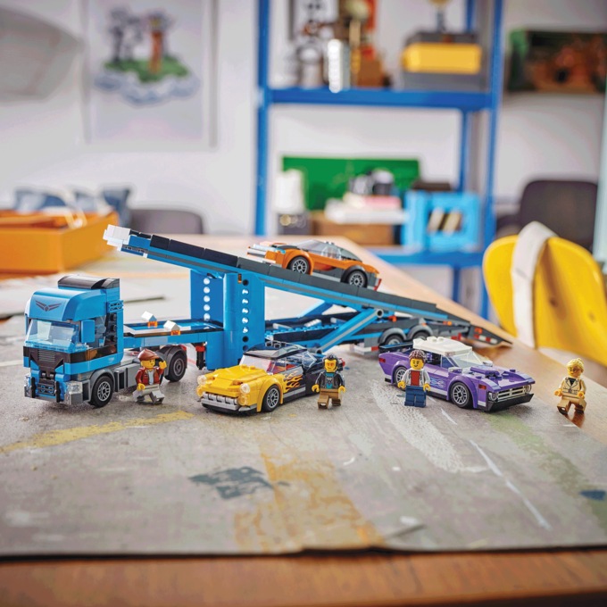 LEGO Car Transporter Truck with 3 Sports Cars, , large