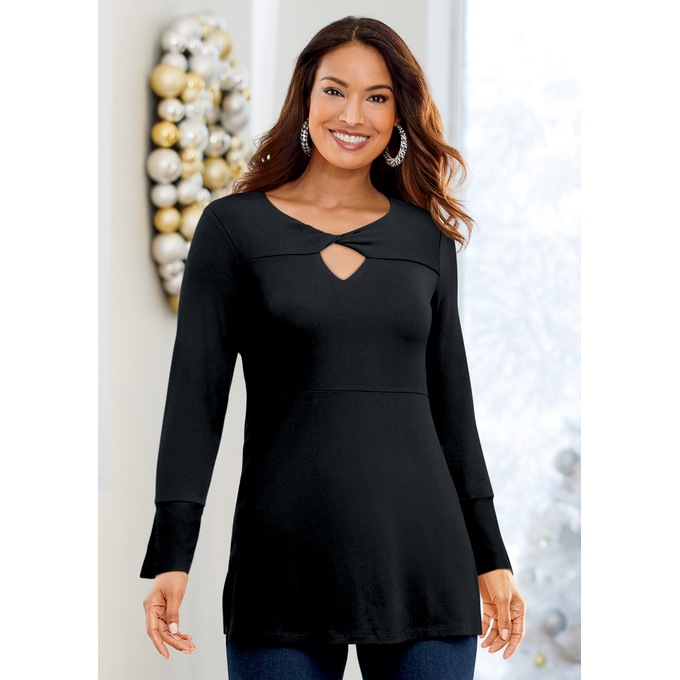 Charlotte Twist Tie Top, Black, large