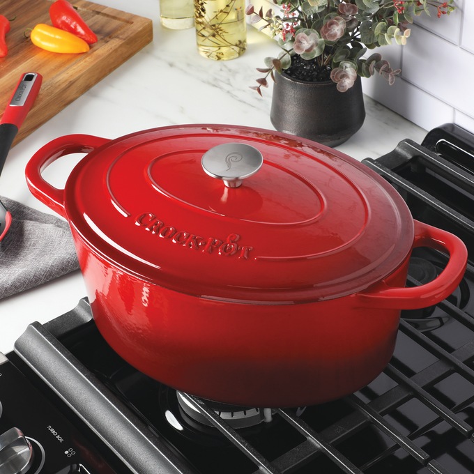 Crock Pot Artisan 7-qt. Enameled Cast Iron Oval Dutch Oven with Lid, , large