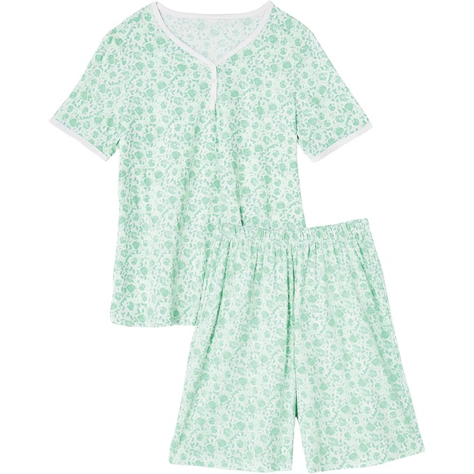 Print Shorty Pajama, Seaglass Floral, large