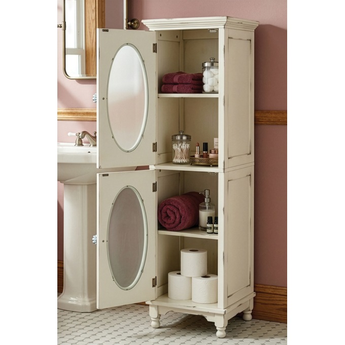Vintage-Style Tesorino Tall Towel Cabinet, , large
