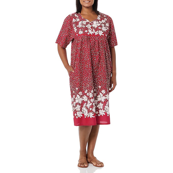 Border Print Patio Dress, Red Border, large