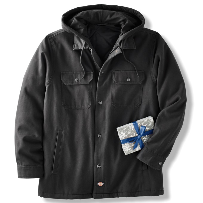 Dickies Men's Hooded Canvas Shirt Jacket with Quilted Lining, , large