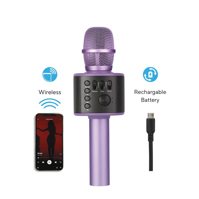 Wireless Karaoke Microphone, Purple, large