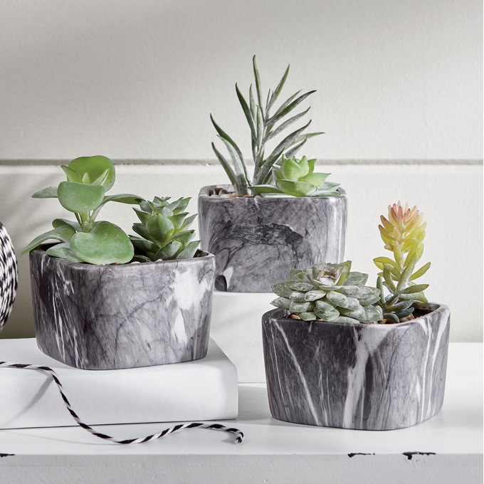 Set of 3 Marble Succulents, , large