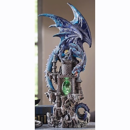 Lit Statement Dragon with Geode, , large