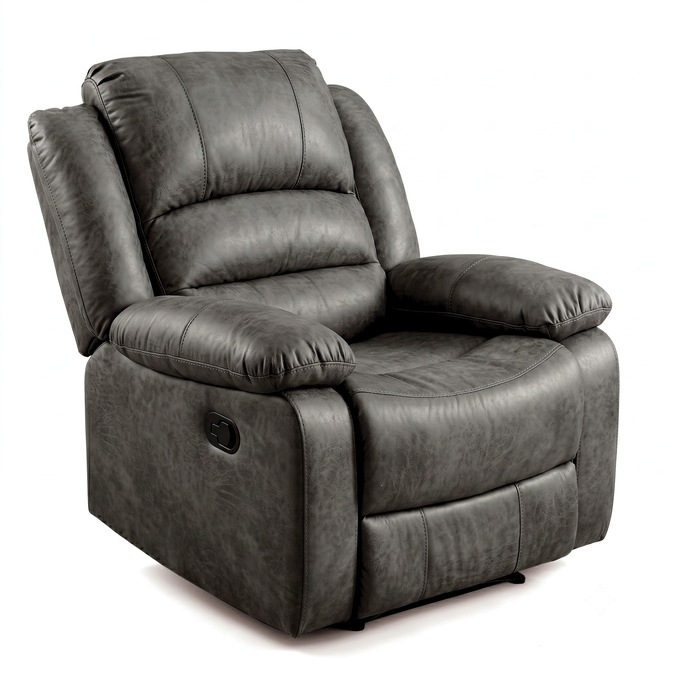 Overstuffed Recliner, Gray, large